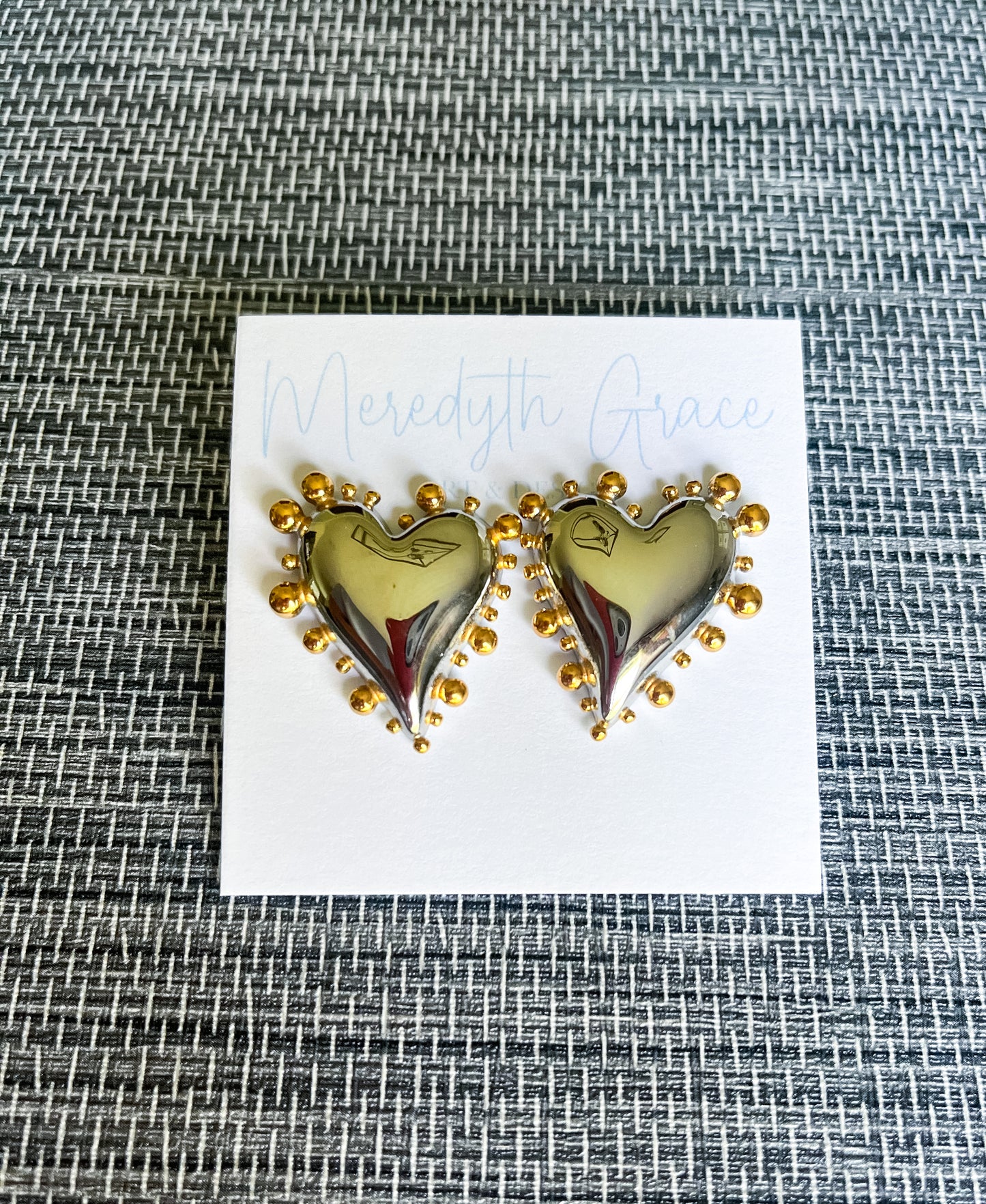 Mixed metal heart earrings