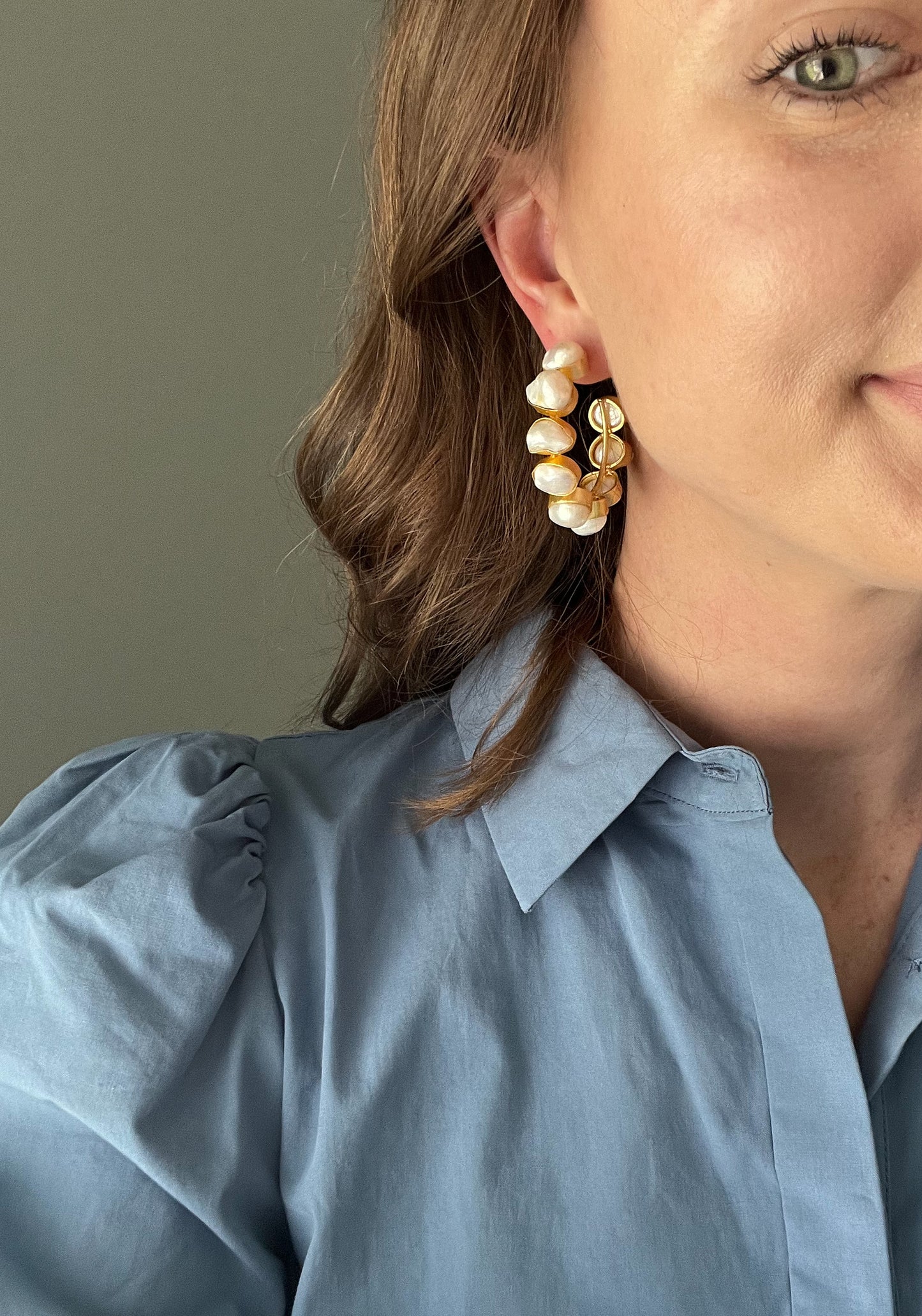 Gold and Pearl hoops