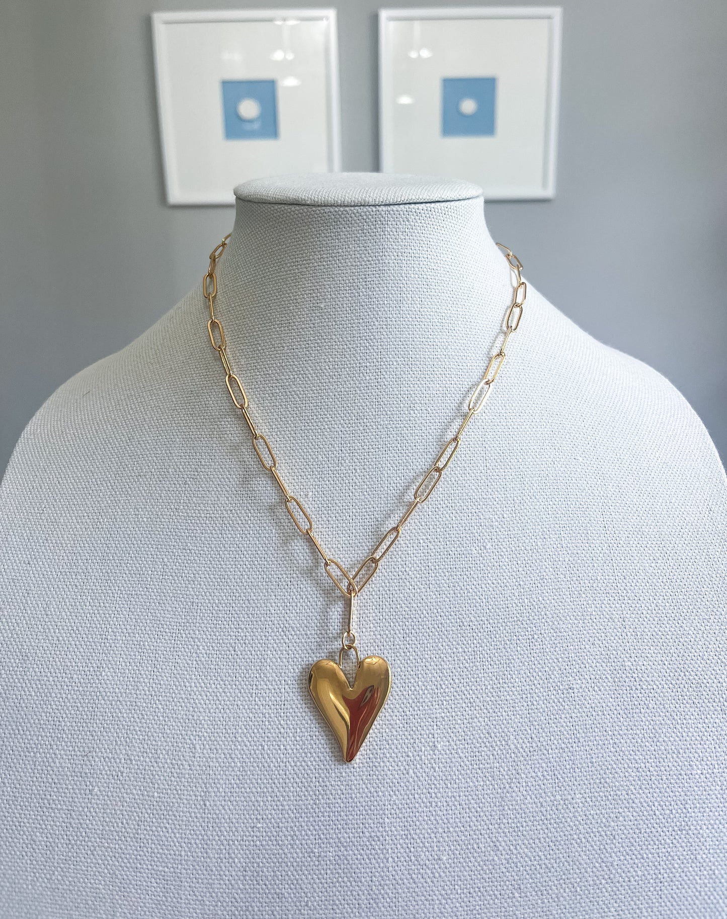 Heart paper clip necklace