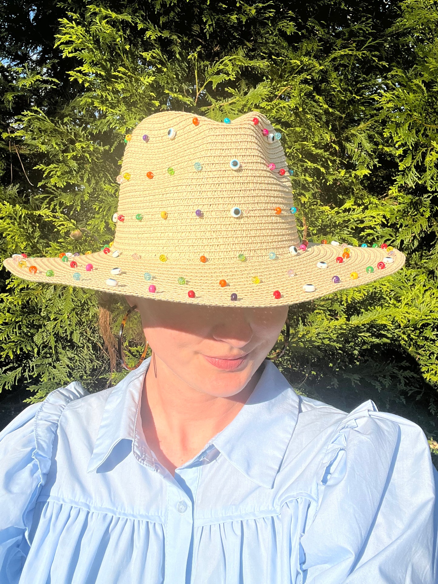 Beaded straw hat