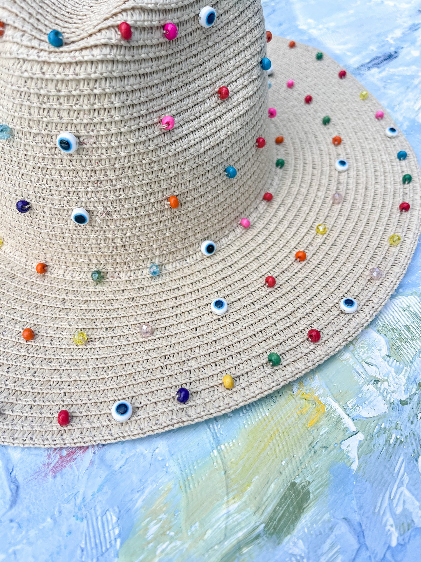 Beaded straw hat