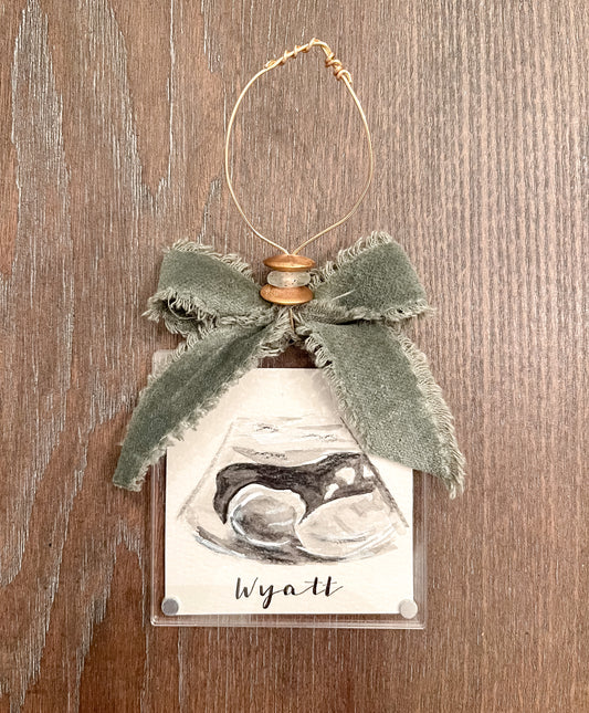 Custom watercolor sonogram ornament