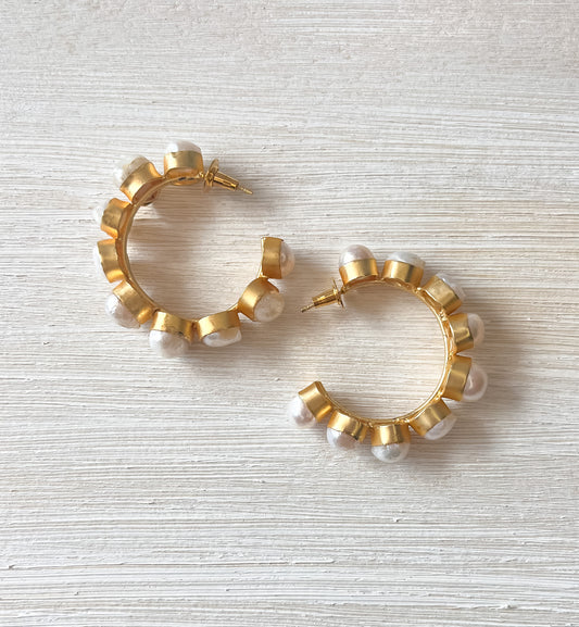 Gold and Pearl hoops