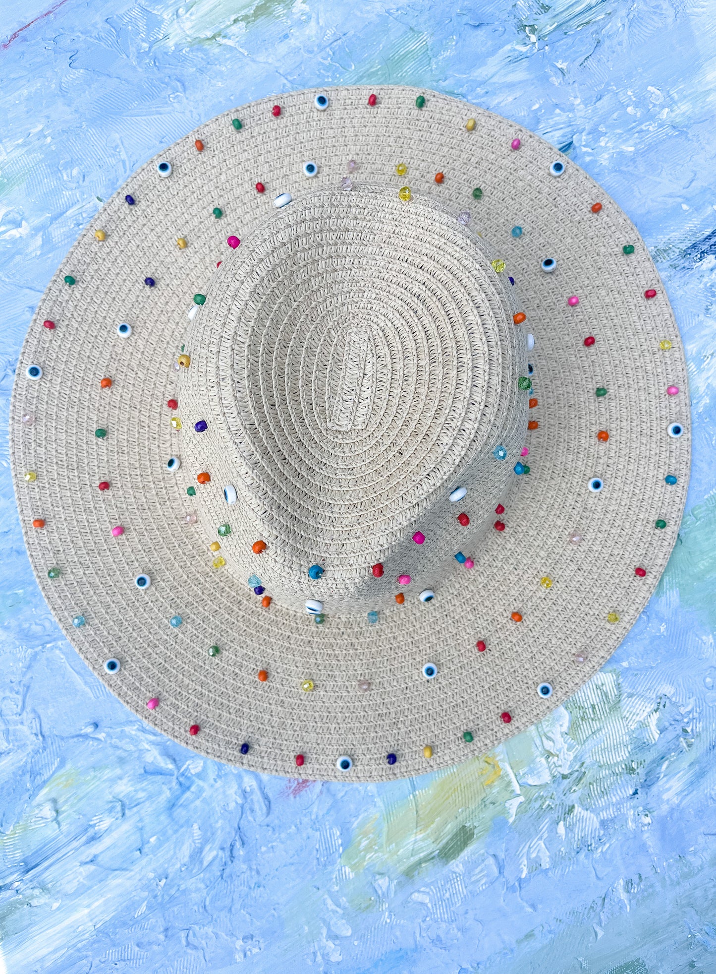 Beaded straw hat